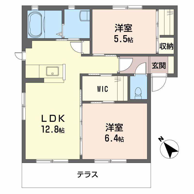 ドミールODA(2LDK/1階)の間取り写真