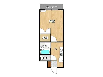 シャインK(1K/3階)の間取り写真