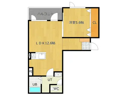 BUENA VISTA(1LDK/3階)の間取り写真