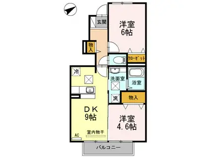 アクシス(2DK/1階)の間取り写真