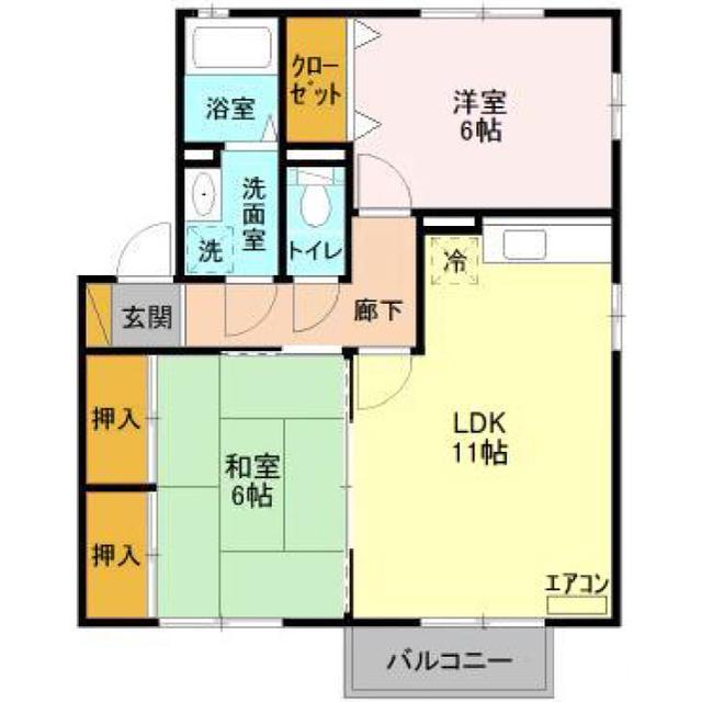 エスコルタ新町ABC(2LDK/2階)の間取り写真