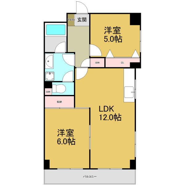 つつじヶ丘パークマンション(2LDK/5階)の間取り写真