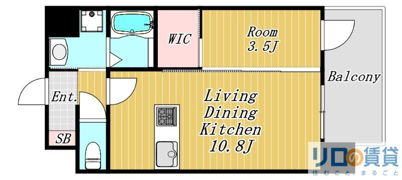 ALIVIS三国本町(1LDK/2階)の間取り写真