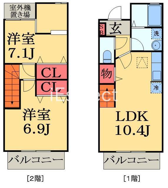 ヴェルジェ(2LDK/1階)の間取り写真