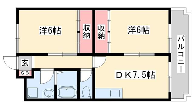 プリンスハイツ(2DK/3階)の間取り写真