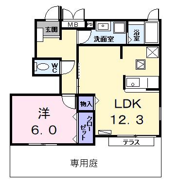 パークサイド横井(1LDK/1階)の間取り写真