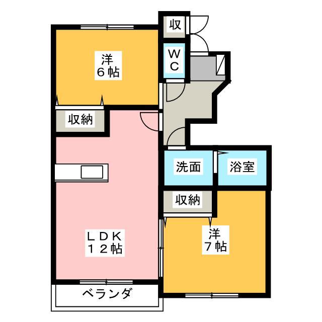 メゾン アンジュD棟(2LDK/1階)の間取り写真