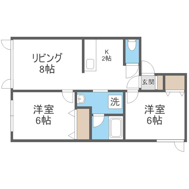 ランドマーク21(2LDK/2階)の間取り写真