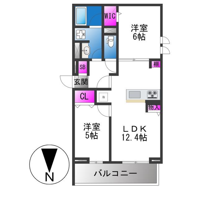クラシスト深江北(2LDK/1階)の間取り写真