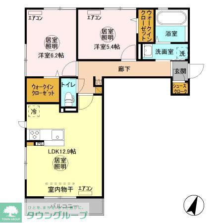 パストラルコート C(2LDK/3階)の間取り写真