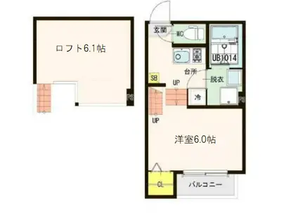 エスペランサ河原町(1K/1階)の間取り写真