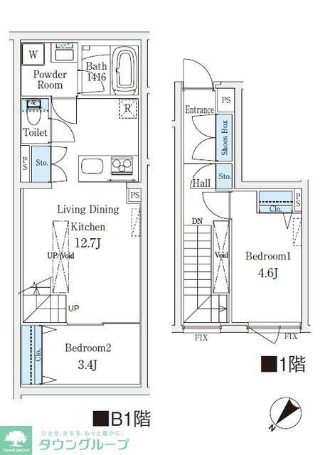 CREATIF学芸大学(2LDK/1階)の間取り写真