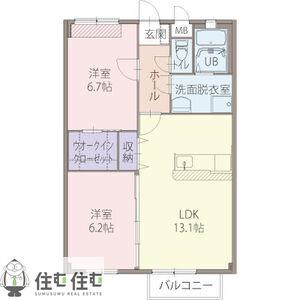 PRECIAUS ONE 弐番館(2LDK/1階)の間取り写真