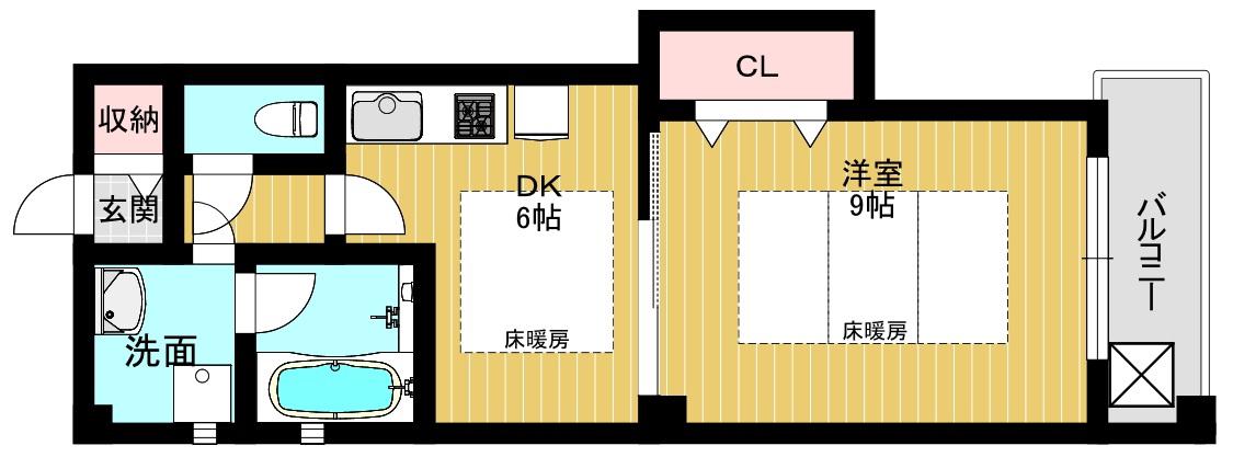 LIFE TSUKUDA1(1DK/2階)の間取り写真