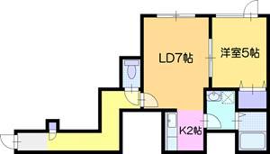 プルメリア若葉(1LDK/3階)の間取り写真