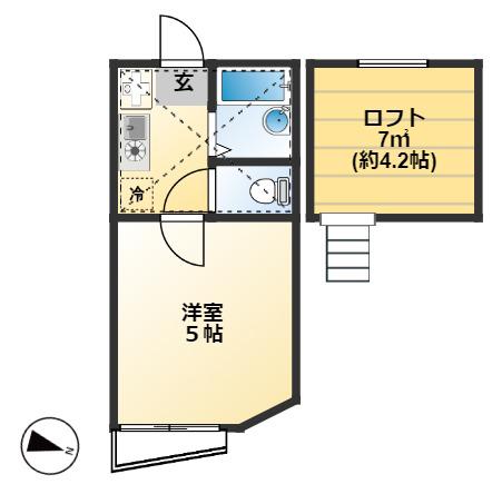 オーナメント西町(1K/2階)の間取り写真