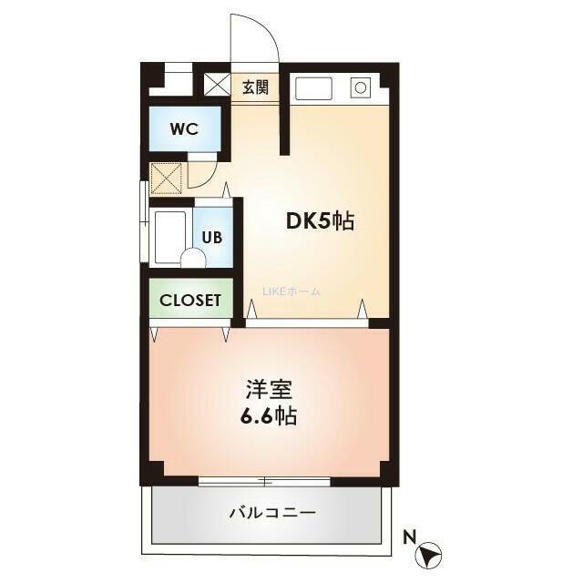 フォンテーヌ西船(1DK/2階)の間取り写真