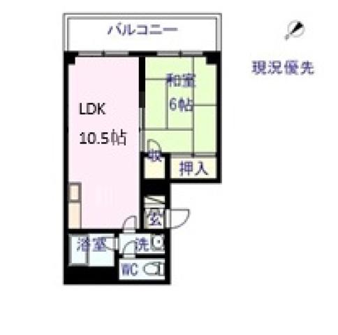 アポイントビル宇品神田(1LDK/2階)の間取り写真