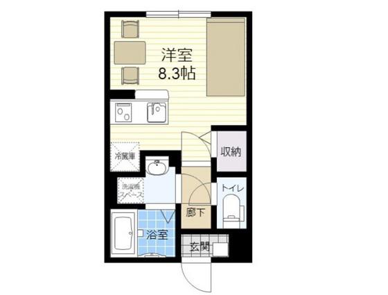 イーストヒルズA棟(ワンルーム/2階)の間取り写真