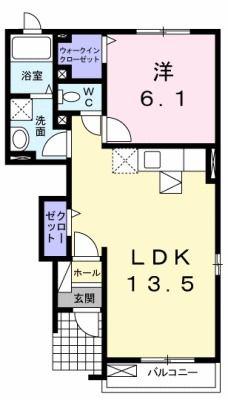 アーヴァンベールB(1LDK/1階)の間取り写真