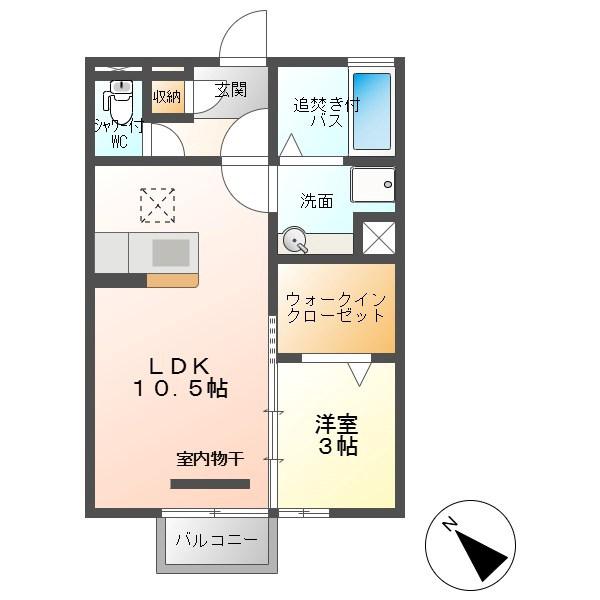 アザレアガーデン(1LDK/1階)の間取り写真