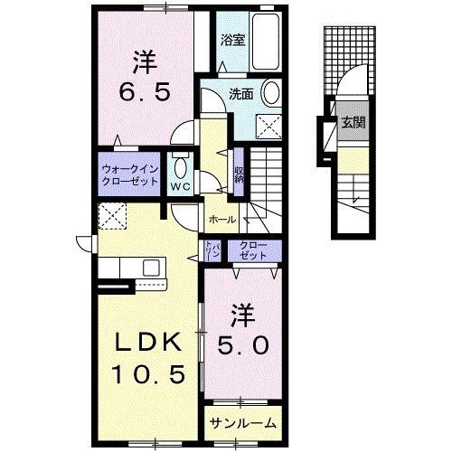 ワイレアIII(2LDK/2階)の間取り写真