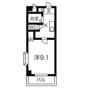 サンセールY・S(1K/3階)の間取り写真