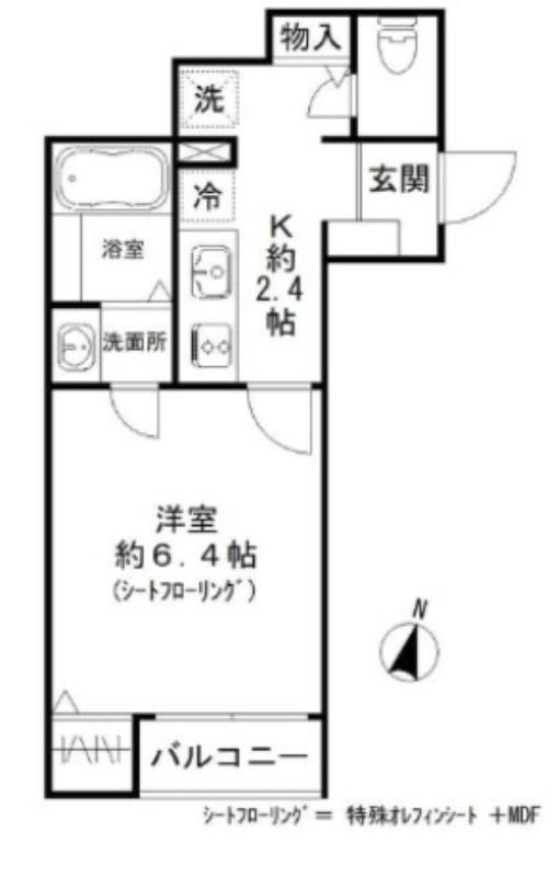 ノイ荏原中延(1K/2階)の間取り写真