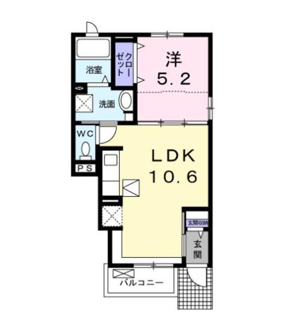 メゾンラシュレ(1LDK/1階)の間取り写真