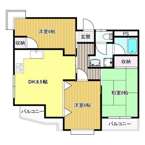 グランデ松原(3DK/7階)の間取り写真