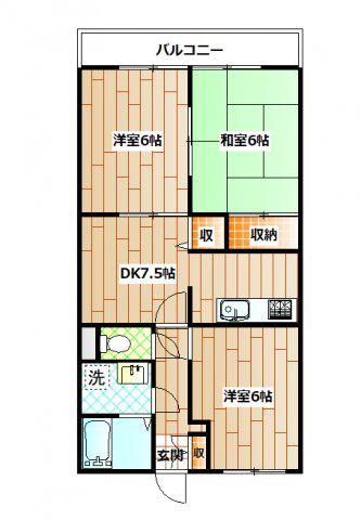 ファミールKOWA(3DK/1階)の間取り写真