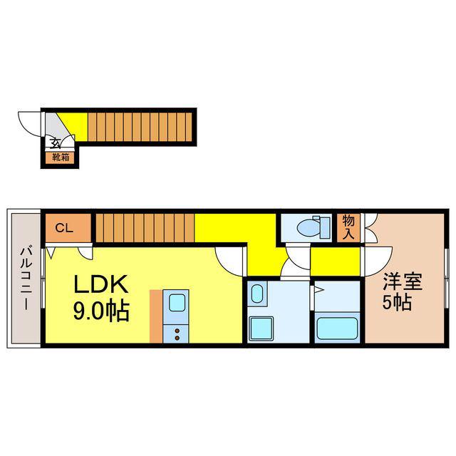 フォレスト矢倉(1LDK/2階)の間取り写真