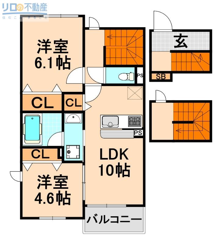 エスメゾン(2LDK/3階)の間取り写真