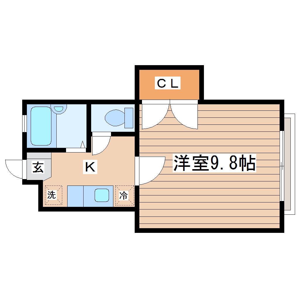 ドマーニちとせ(1K/2階)の間取り写真