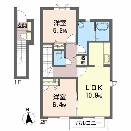 フォレスト(2LDK/2階)の間取り写真
