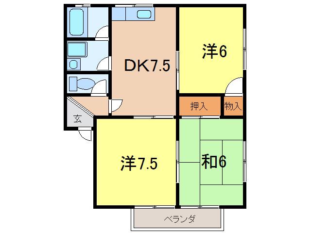 コスモ赤松(3DK/2階)の間取り写真