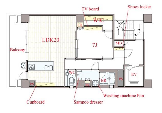アマデウス北堀江(1LDK/6階)の間取り写真
