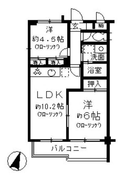 グランドール大幸II(2LDK/1階)の間取り写真