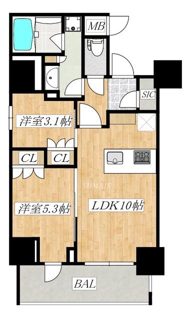 ALIVIS十条(2LDK/9階)の間取り写真