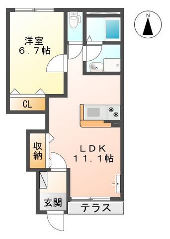 レガーロ三木(1LDK/1階)の間取り写真