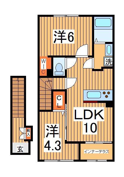 グリーンビレッジⅦ(2LDK/2階)の間取り写真