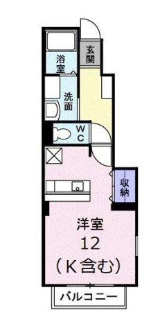 サンカルージ(ワンルーム/1階)の間取り写真