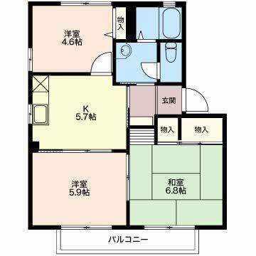 フリーデンハイム B(3K/1階)の間取り写真