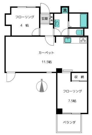 パセオ三光坂(2LDK/3階)の間取り写真