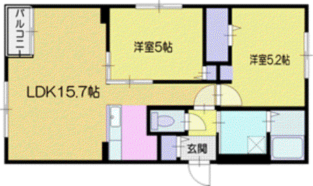 カームヒルズ(2LDK/3階)の間取り写真