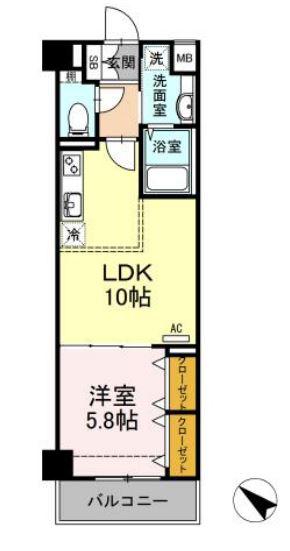 PLUMERIA(1LDK/3階)の間取り写真