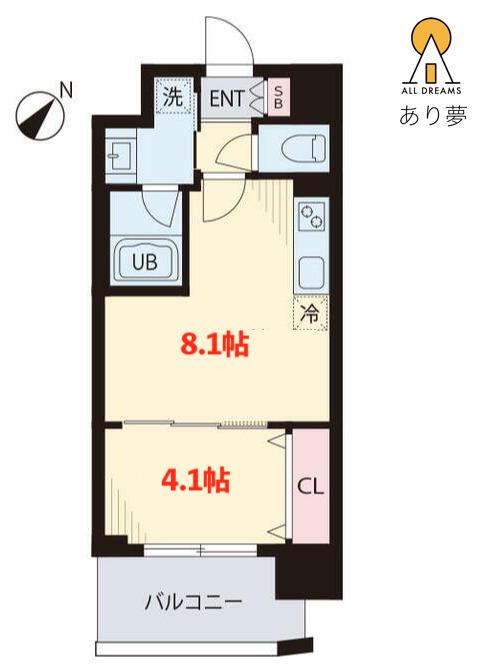 FELICE元町(1LDK/8階)の間取り写真