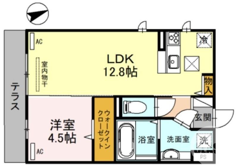 ルーチェ鳳(1LDK/1階)の間取り写真