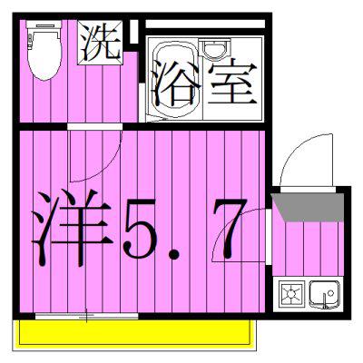 キチーム綾瀬(1K/2階)の間取り写真