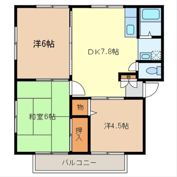ベアサンライフ(3DK/1階)の間取り写真